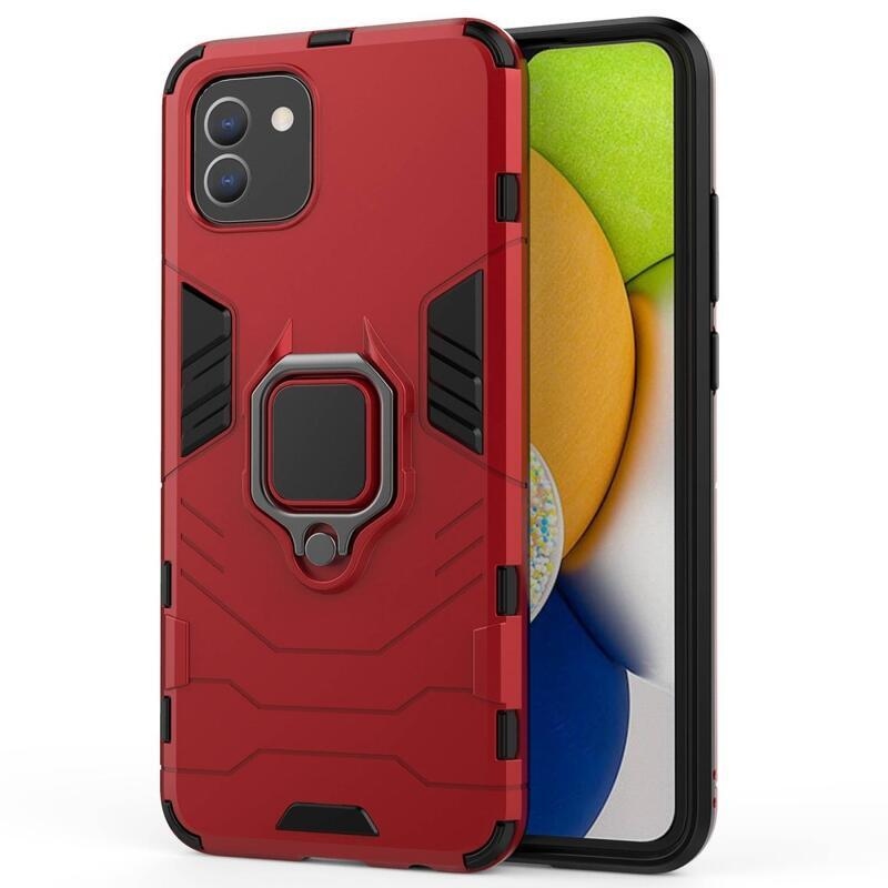 Guardy tartós hibrid borító ujjbeggyel Samsung Galaxy A03-hoz - piros