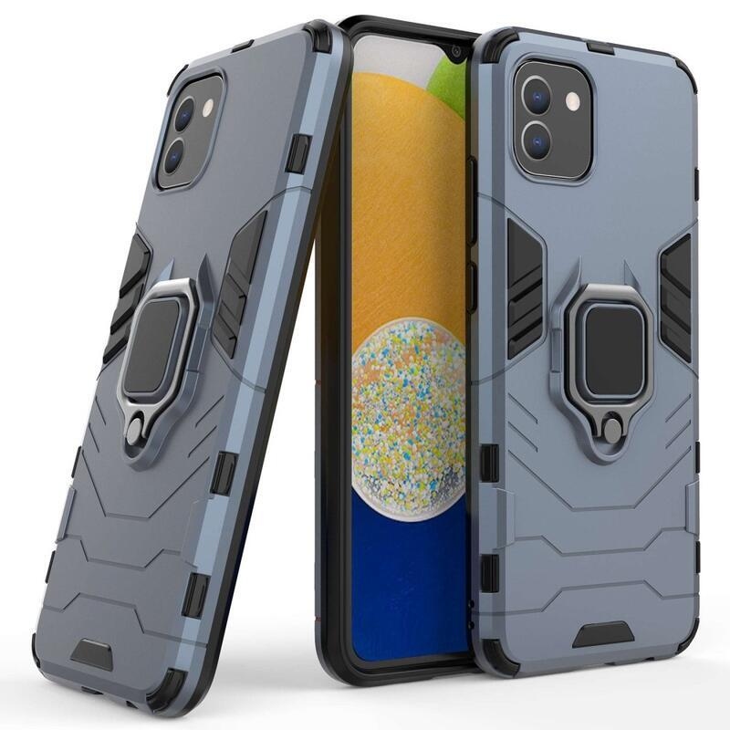 Guardy tartós hibrid borító ujjbeggyel Samsung Galaxy A03-hoz - kék