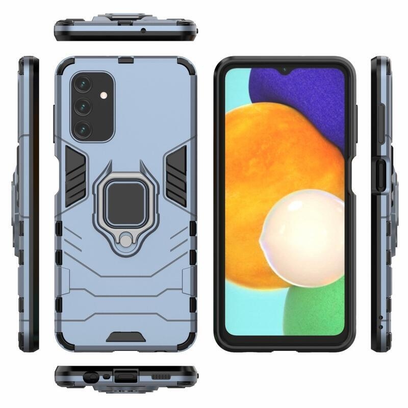 Guardy tartós hibrid borító ujjbeggyel Samsung Galaxy A13 4G készülékhez - sötétkék
