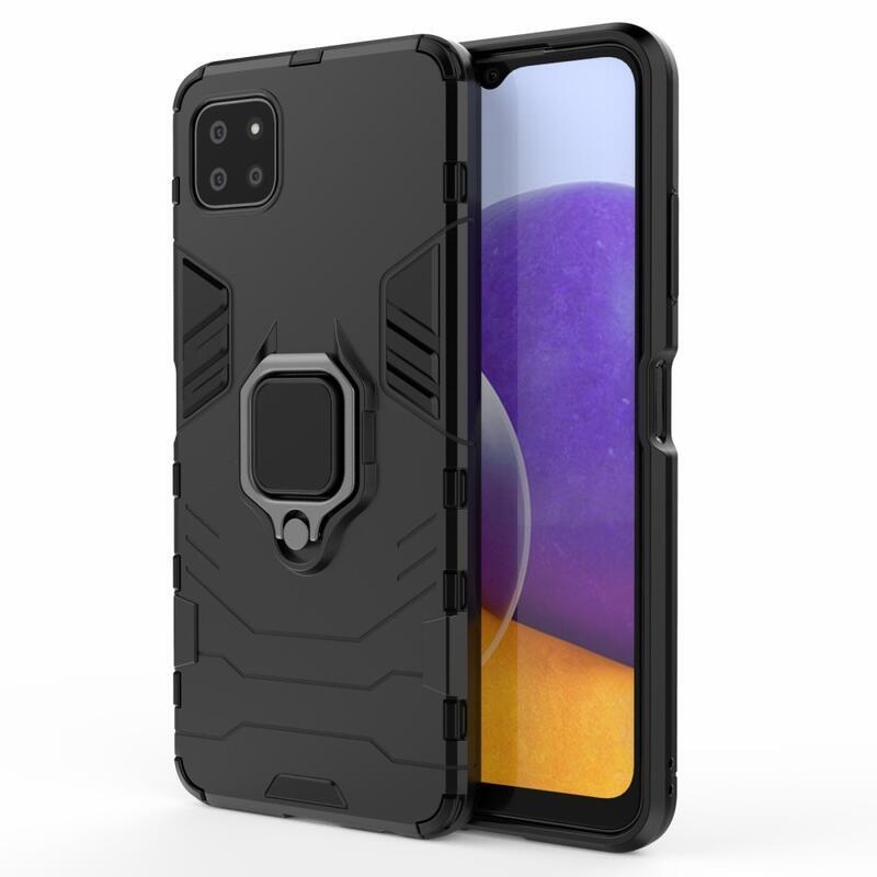 Guardy tartós hibrid borító ujjbeggyel Samsung Galaxy A22 5G készülékhez - fekete