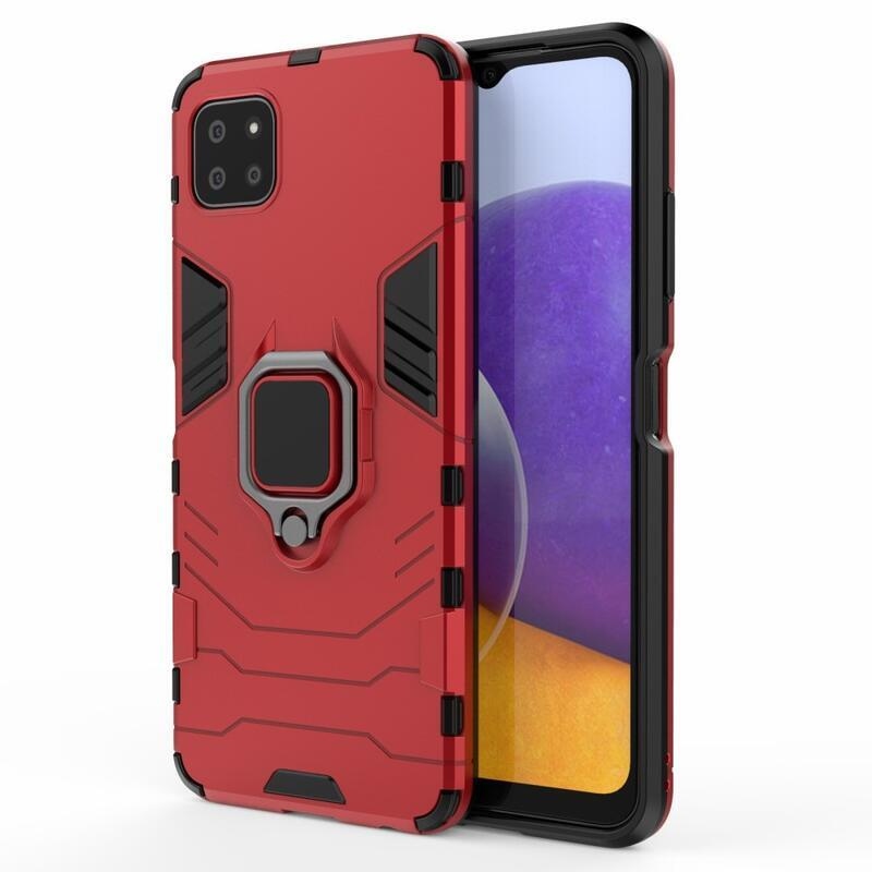 Guardy tartós hibrid borító ujjbeggyel Samsung Galaxy A22 5G készülékhez - piros