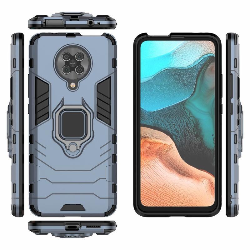 Guardy tartós hibrid borító ujjbeggyel a Xiaomi Poco F2 Pro-hoz - kék
