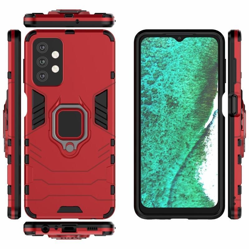 Guardy Tartós hibrid borító ujjmarkolattal Samsung Galaxy A32 5G - Piros