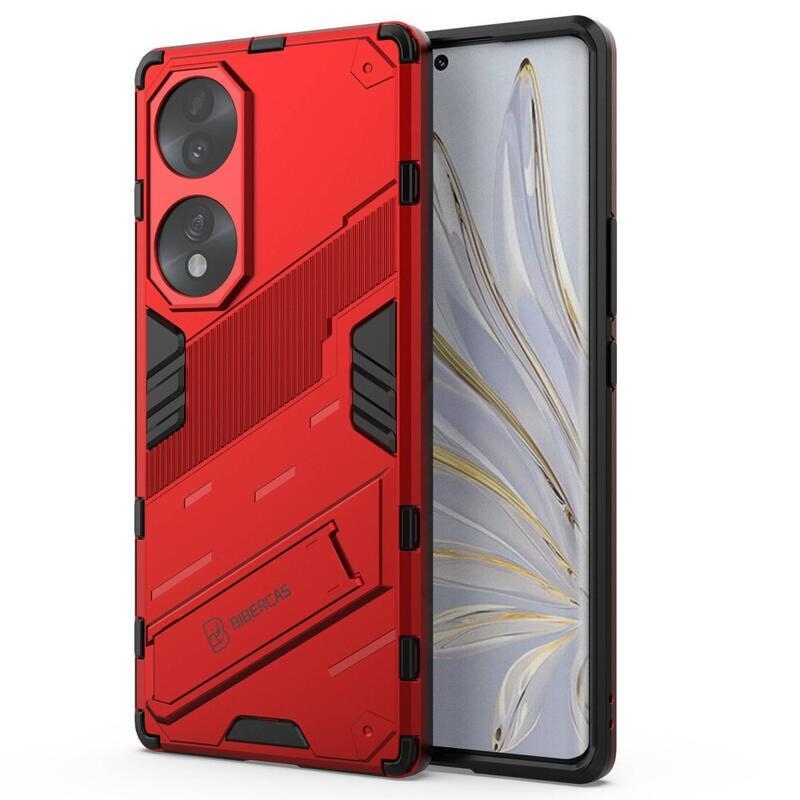 Guardy Tartós hibrid borítás dönthető állvánnyal a Honor 70 5G készülékhez - Piros