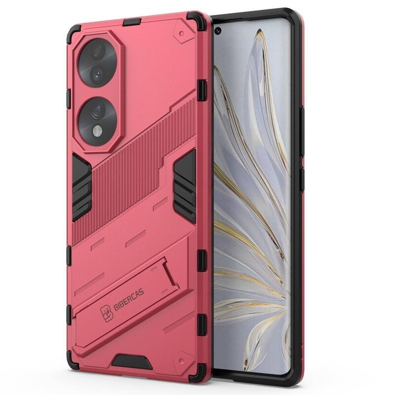 Guardy Tartós hibrid borítás dönthető állvánnyal a Honor 70 5G-hez - rózsaszínű