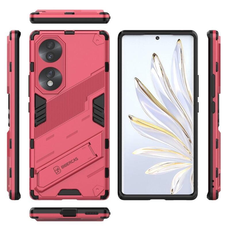 Guardy Tartós hibrid borítás dönthető állvánnyal a Honor 70 5G-hez - rózsaszínű