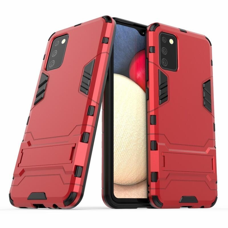 Guard tartós hibrid borítás felhajtható állvánnyal Samsung Galaxy A02s (164.2x75.9x9.1mm) - piros