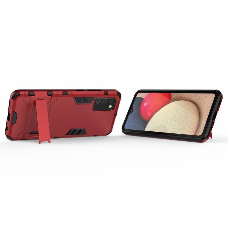 Guard tartós hibrid borítás felhajtható állvánnyal Samsung Galaxy A02s (164.2x75.9x9.1mm) - piros