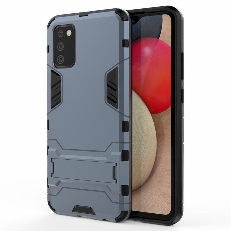 Guard tartós hibrid borítás felhajtható állvánnyal Samsung Galaxy A02s (164.2x75.9x9.1mm) - kék