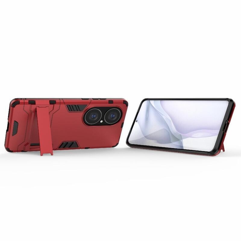 Guard tartós hibrid borító flip állvánnyal a Huawei P50 Pro-hoz - piros