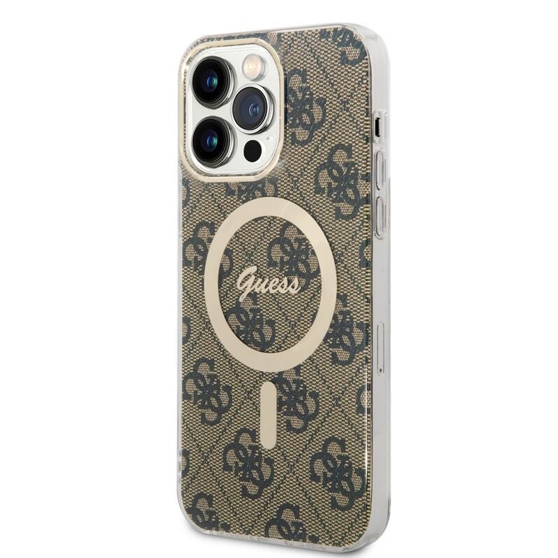 Guess 4G IML zselés tok MagSafe készülékkel iPhone 14 Pro Max készülékhez - barna
