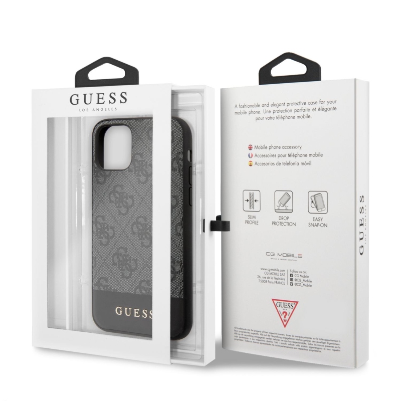 Guess 4G csíkos hátlap iPhone 11 készülékhez szürke
