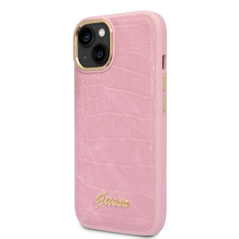 Guess kroko zselés tok bőrutánzattal iPhone 14 Plus készülékhez - rózsaszín