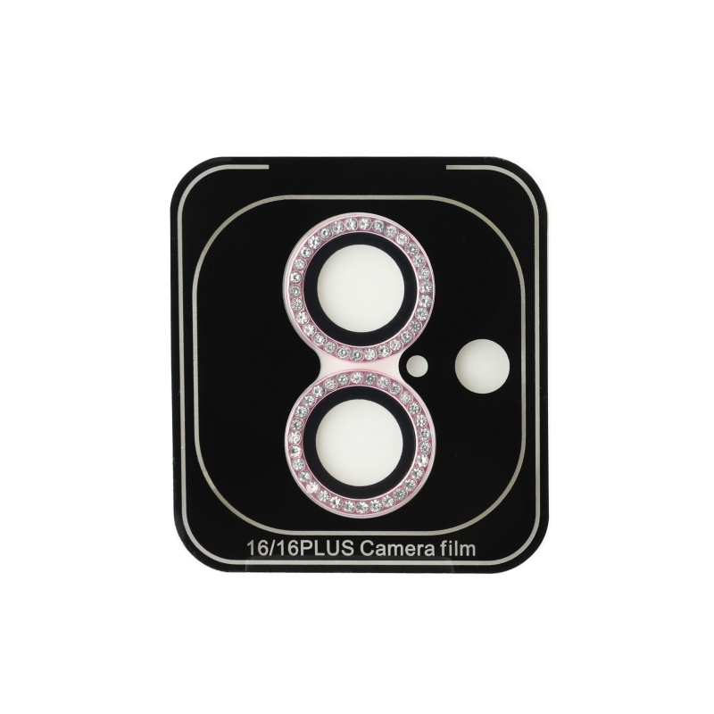 Guess Fixed Glliter objektívvédő iPhone 16/16 Plus rózsaszínű készülékhez