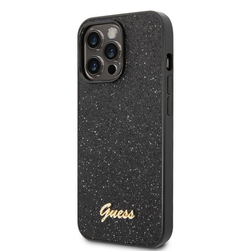Guess pelyhes zselés tok tömör hátlappal és logóval iPhone 14 Pro Max készülékre - fekete