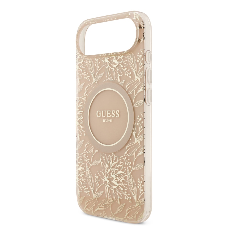 Guess IML Virágok Allover Strap MagSafe hátlapi borító iPhone Air rózsaszínhez