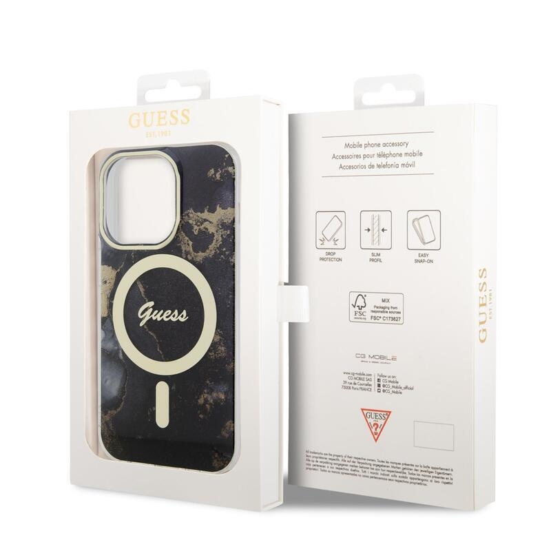 Guess márvány IML zselés tok MagSafe készülékkel iPhone 13 Pro készülékhez - fekete