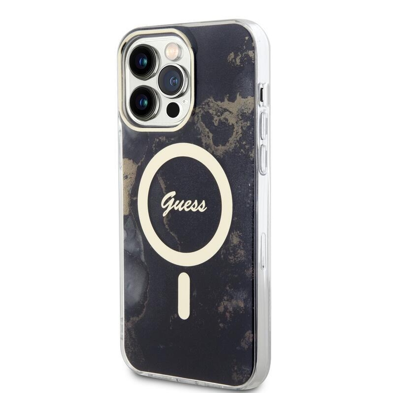 Guess márvány IML zselés tok MagSafe készülékkel iPhone 13 Pro Max készülékhez - fekete