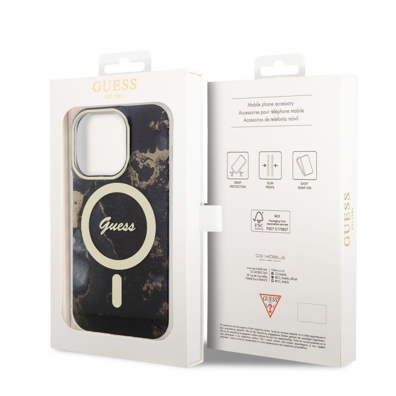 Guess márvány IML zselés tok MagSafe készülékkel iPhone 14 Pro készülékhez - fekete