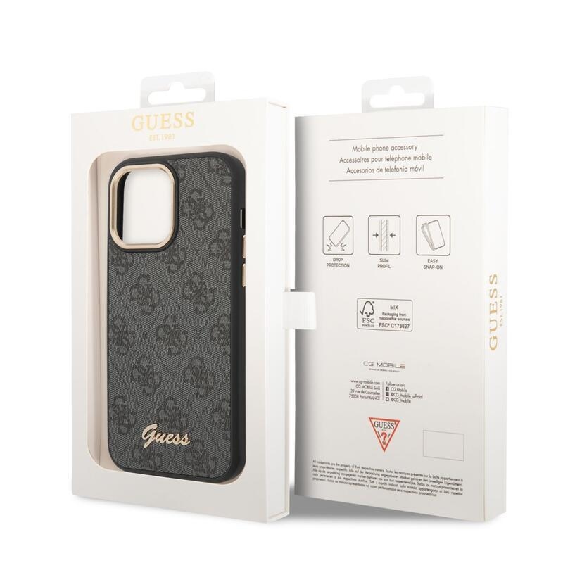 Guess zselés fém tok fix hátlappal iPhone 14 Pro Max készülékhez - fekete