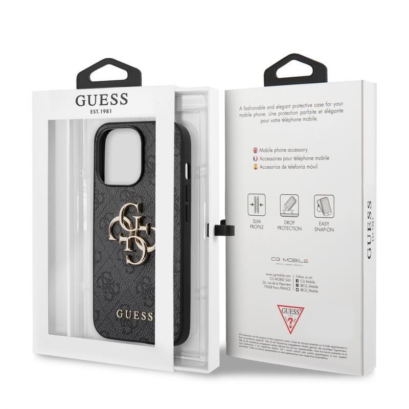 Guess fém logós tok iPhone 13 Pro készülékhez - szürke