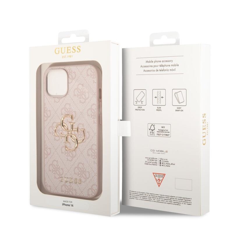 Guess fém logós tok iPhone 14 készülékhez - rózsaszín
