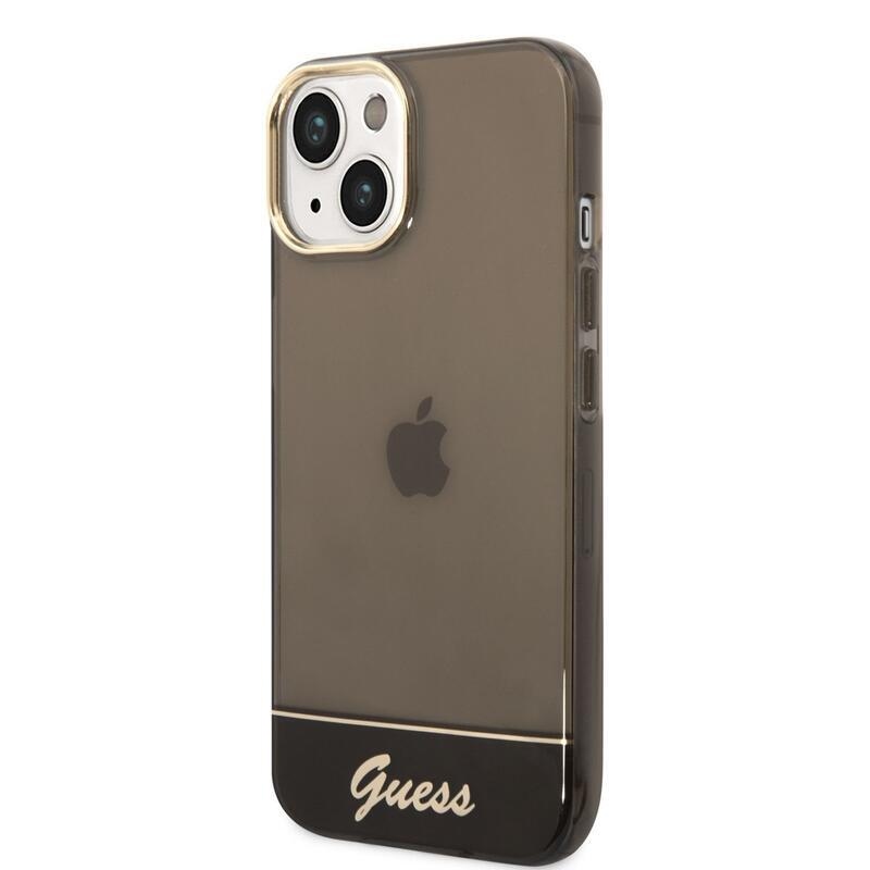 Guess körvonalazott zselés tok fix hátlappal iPhone 14 készülékhez - fekete