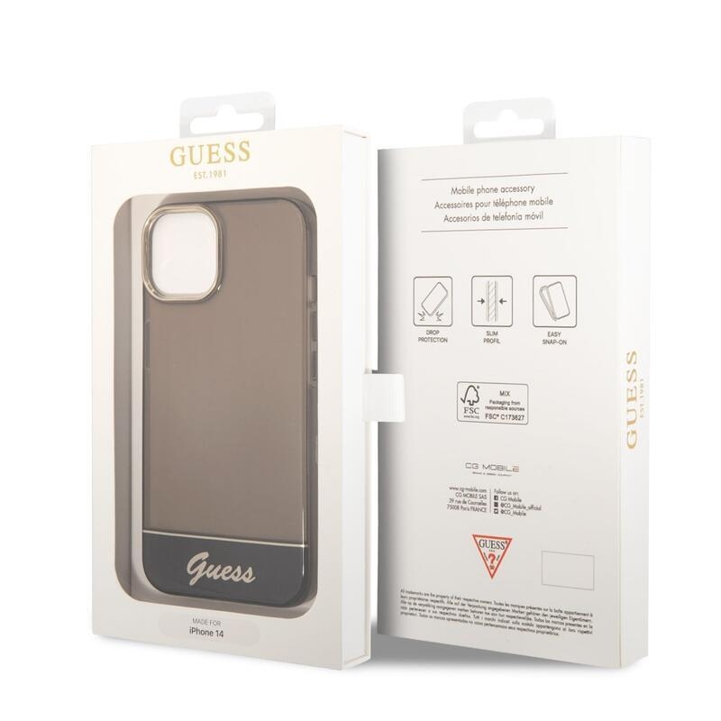 Guess körvonalazott zselés tok fix hátlappal iPhone 14 készülékhez - fekete