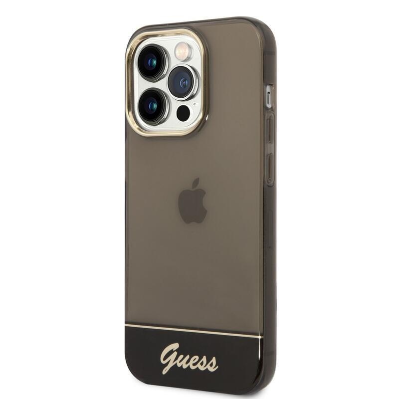Guess körvonalazott zselés tok fix hátlappal iPhone 14 Pro készülékhez - fekete