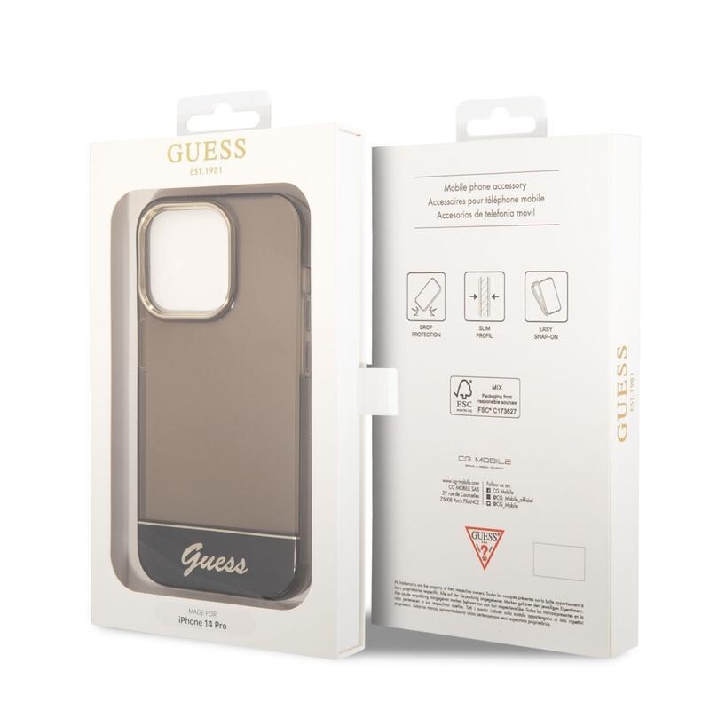 Guess körvonalazott zselés tok fix hátlappal iPhone 14 Pro készülékhez - fekete