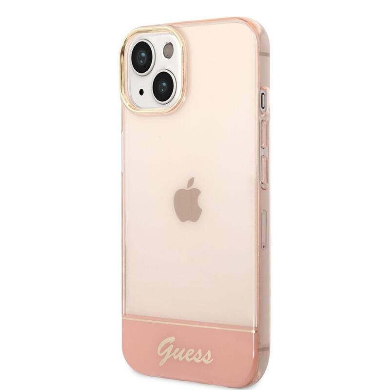 Guess körvonalazott zselés tok fix hátlappal iPhone 14 készülékhez - rózsaszín