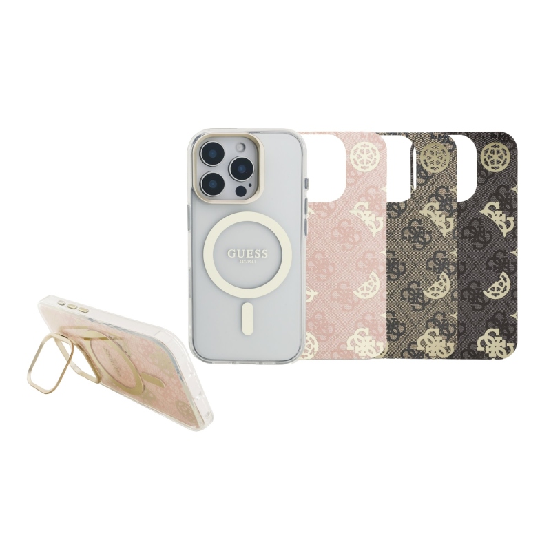 Guess PC/TPU galvanizált állvány kamerakeret hátlapja levehető háttérrel iPhone 16 Pro készülékhez