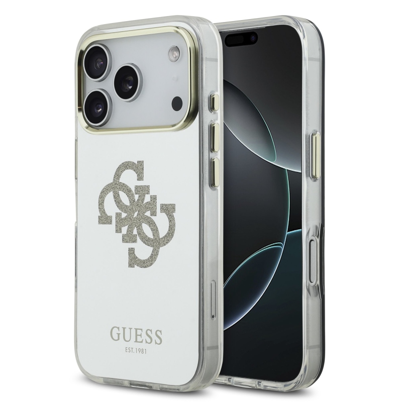 Guess PC/TPU Mirror 4G Glitter Logo MagSafe hátlap az iPhone 17 Pro-hoz Arany