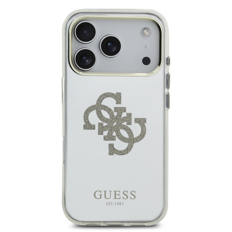 Guess PC/TPU Mirror 4G Glitter Logo MagSafe hátlap az iPhone 17 Pro-hoz Arany