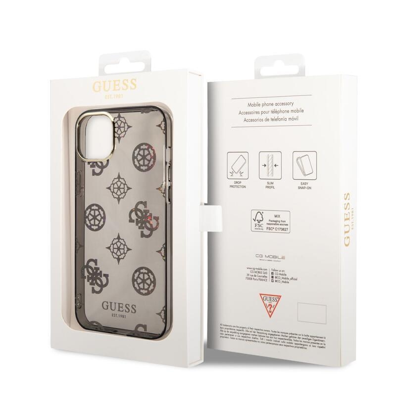 Guess bazsarózsa zselés tok fix hátlappal iPhone 14 Plus készülékhez - fekete