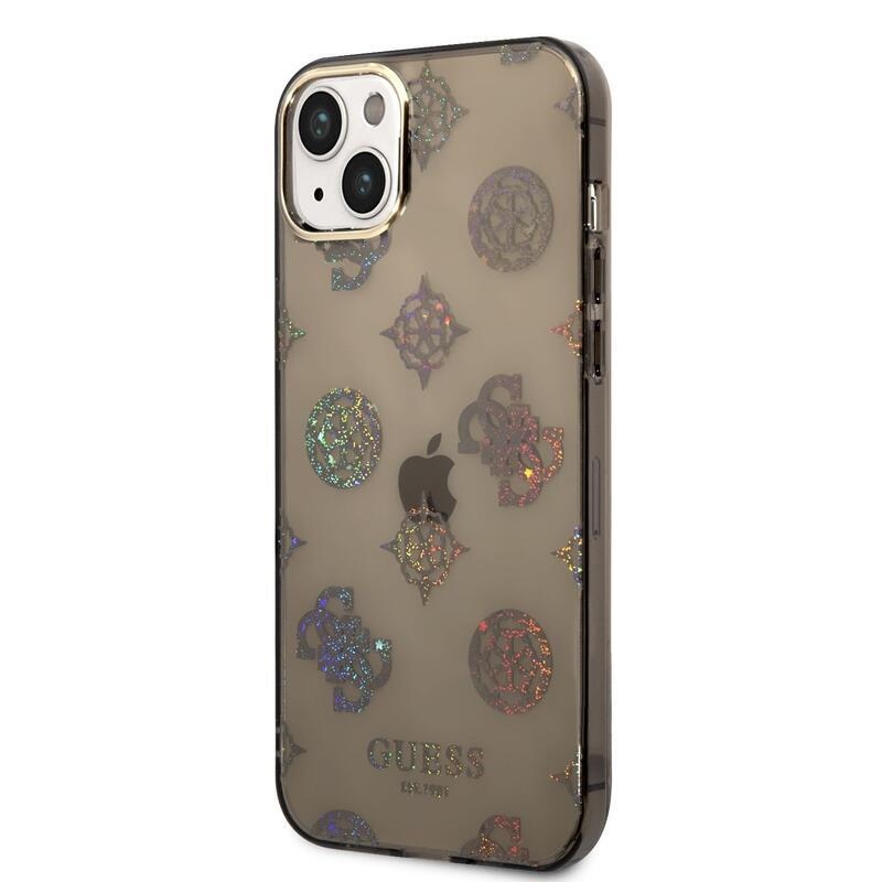 Guess bazsarózsa zselés tok fix hátlappal iPhone 14 Plus készülékhez - fekete