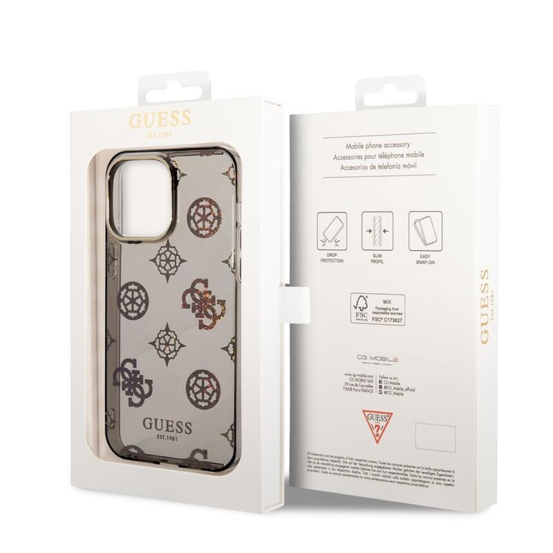 Guess bazsarózsa zselés tok fix hátlappal iPhone 14 Pro Max készülékhez - fekete