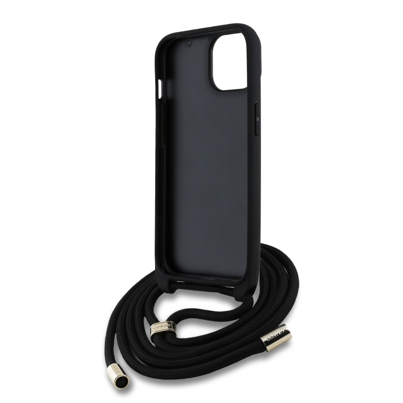 Guess PU 4G fém logó fém keresztpánt hátlapi borító iPhone 15-hez barna barna