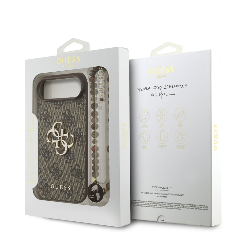 Guess PU 4G fém logós hátlap iPhone Air Brown készülékhez