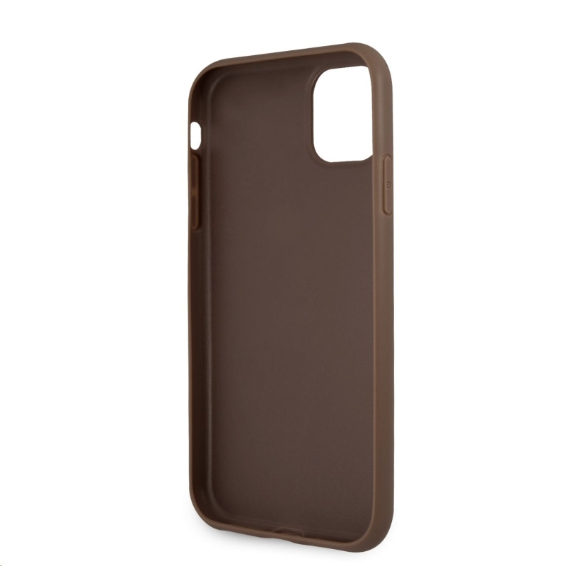 Guess PU 4G fém logós hátlap iPhone 11 barna iPhone 11-hez barna