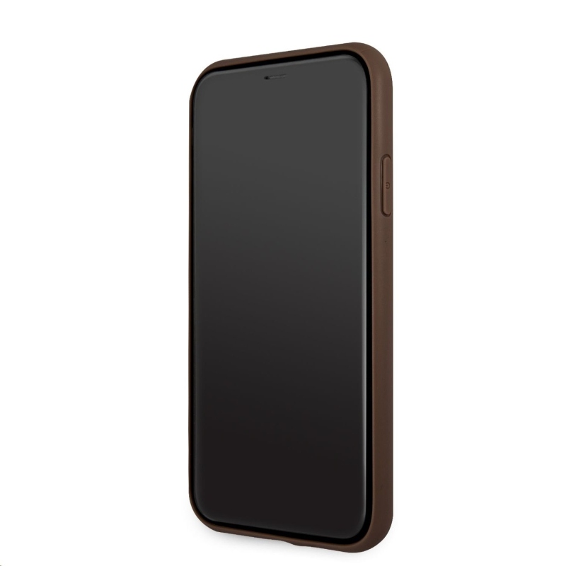 Guess PU 4G fém logós hátlap iPhone 11 barna iPhone 11-hez barna