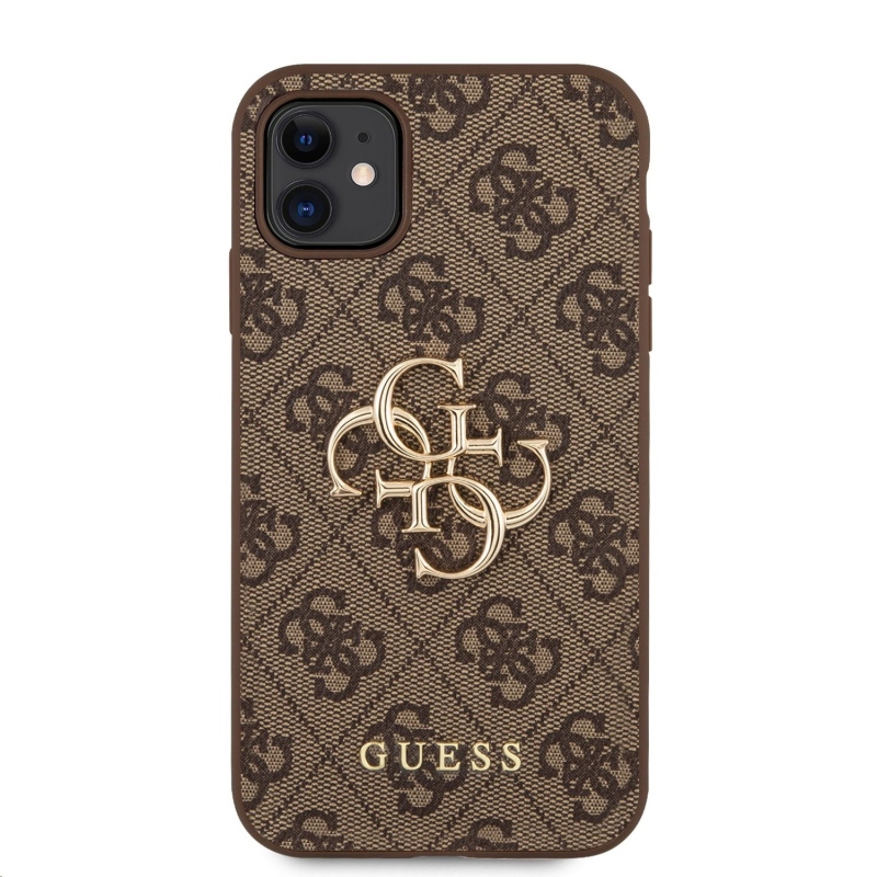 Guess PU 4G fém logós hátlap iPhone 11 barna iPhone 11-hez barna
