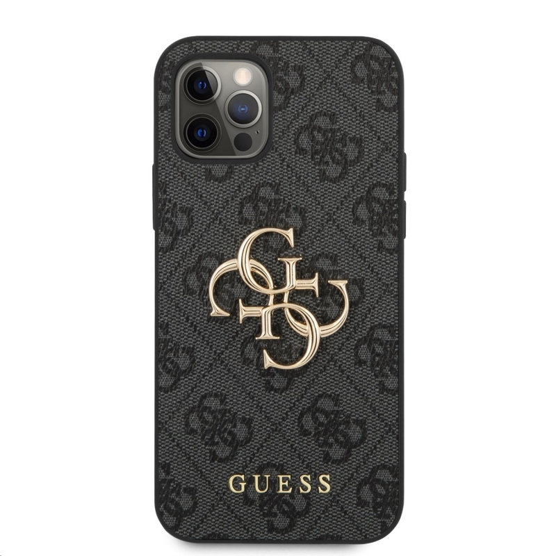 Guess PU 4G fém logós hátlap iPhone 12 Pro Max-hoz szürke