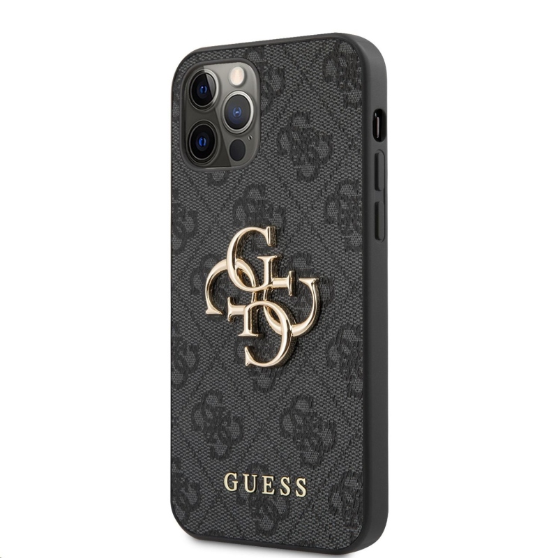 Guess PU 4G fém logós hátlap iPhone 12 Pro Max-hoz szürke