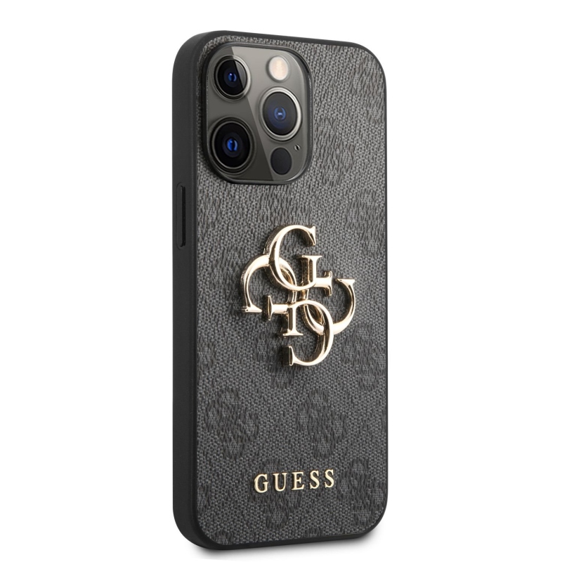 Guess PU 4G fém logós hátlap iPhone 13 Pro szürke