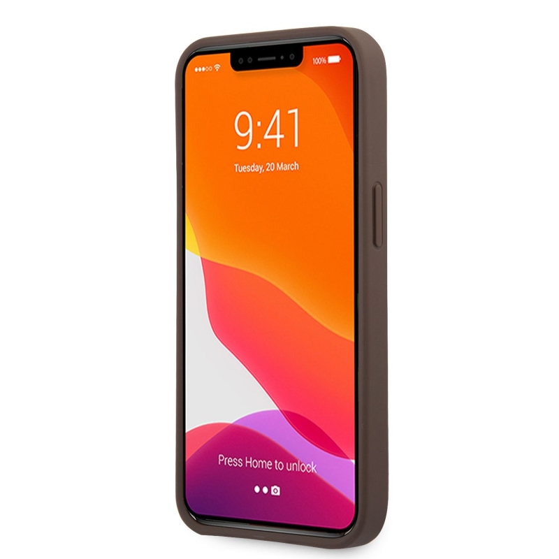Guess PU 4G fém logós hátlap iPhone 13 Pro Max-hoz barna barna