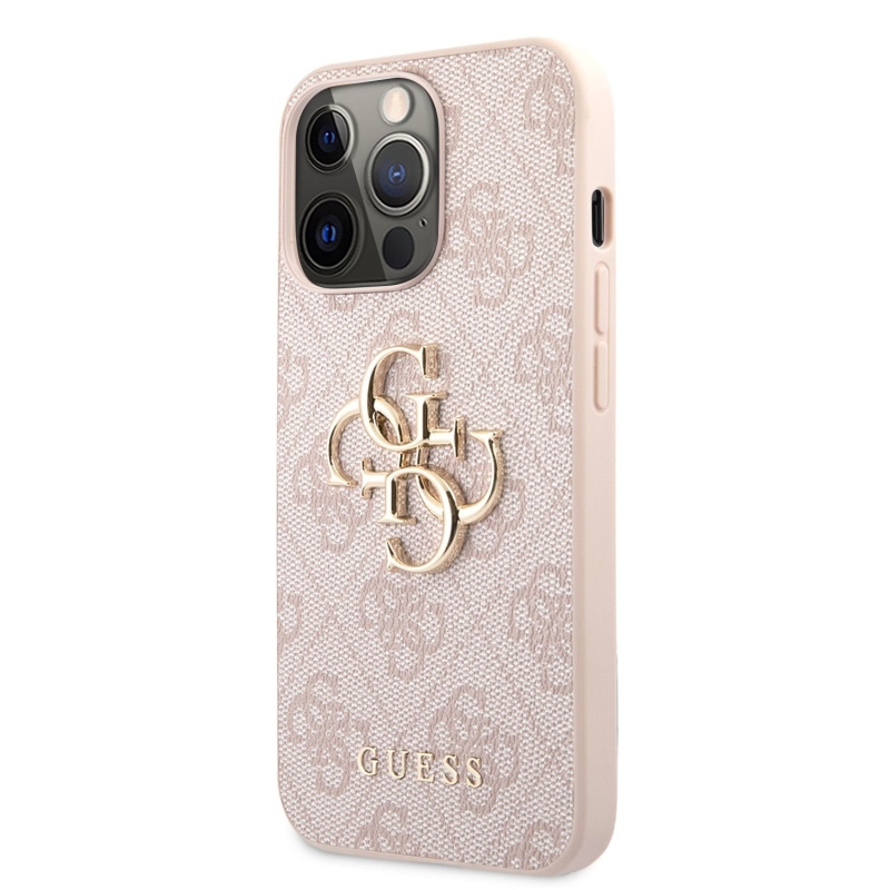 Guess PU 4G fém logós hátlap iPhone 13 Pro rózsaszínhez