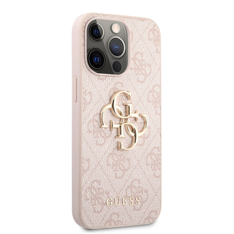 Guess PU 4G fém logós hátlap iPhone 13 Pro rózsaszínhez