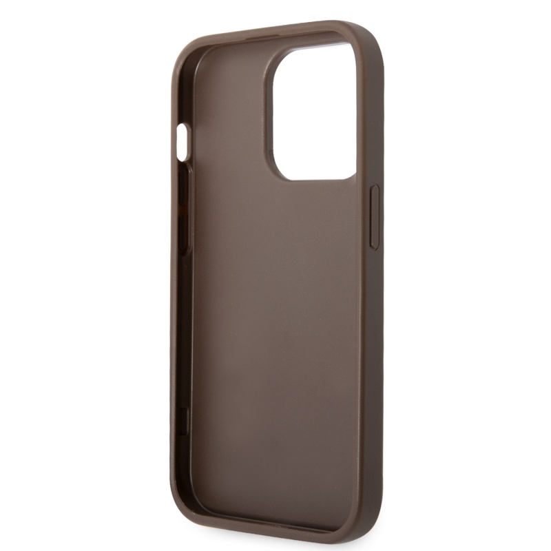 Guess PU 4G fém logós hátlap iPhone 15 Pro barna színű iPhone 15 Pro számára