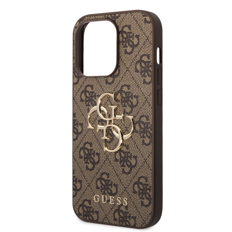Guess PU 4G fém logós hátlap iPhone 15 Pro Max-hoz barna barna